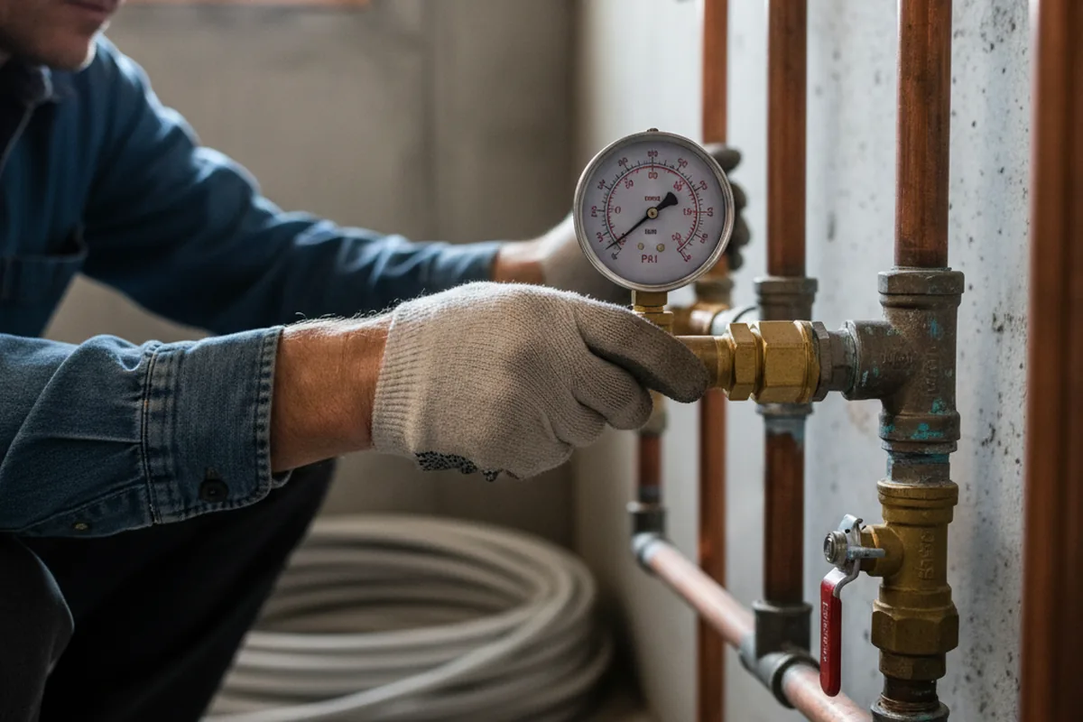 Pressure testing a repaired line during Water Line Repair in Saint Bernard